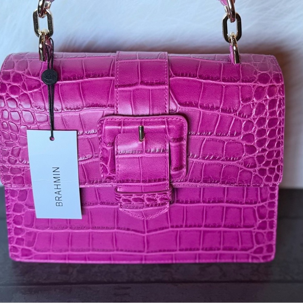 Brahmin Small Hallie Satchel Empower Tangsi Pink Leather BCA $365 - Picture 9 of 16